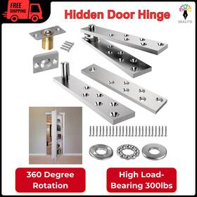 Kimsofunny 705353095382 Hidden Door Hinge Pivot Hardware 360 Degree Rotation Murphy Bookcase Silver