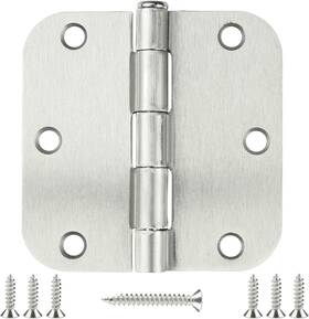 Kiw 313107984907 Door Hinge 3 1/2 Inch 18 Pack Rounded Hinges Satin/brushed Nickel 3.5 X In