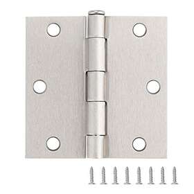 Knobonly 710328079328 24 Pack Of Brushed Nickel Finish Door Hinges 3.5 Inch X With Square Corner