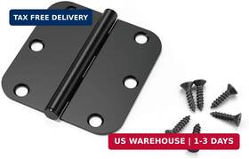 Knobwell 710328646018 30 Pack Matte Black Door Hinges No Squeak 3.5 Inch X With 5/8 Radius