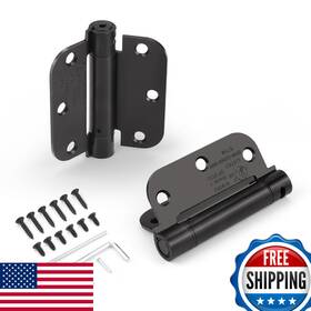Knobwell B0cq1tv318 3 Pack Self Closing Door Hinge 3.5 Inch Black Hinges Adjustable