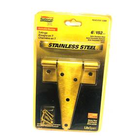 N342-519 Kwik9 National Hardware V285 Extra Heavy T Hinge In Stainless Steel 6 Inch