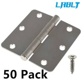 Om160470oc Lablt 50 Pack High Quality 3-1/2 Inch Satin Nickel Door Hinges 1/4 Radius Corners