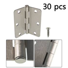 Law106974 Labwork 30 Piece 3-1/2 Inch Satin Nickel Door Hinges 3.5 2.2mm And 1/4 Radius Corners
