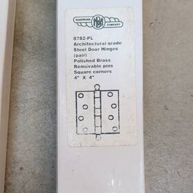 M.b. Hardware Company 8782-pl M.b. Steel Door Hinges Polished Brass 4 Inch X4 Removable Pin