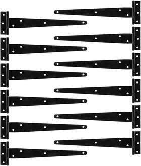 Maaigu 313035969960 12 Pack 10 Inch T Strap Door Hinges Heavy Duty Barn Black