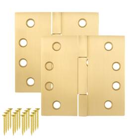 Mega Handles 799793533931 Door Hinges With Square Corners 2 Pack - 4x4ftft Brass Gold Inte