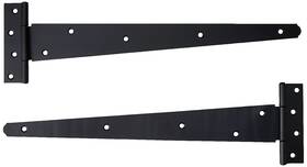 Bh01991 Merriway 013249364104 2 Pcs Heavy Duty Strap Tee Hinges Black Japanned 400 Mm 16 Inch - Pac