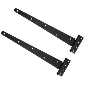 Metallixity 609044791587 2pcs T-strap Door Hinges 16 Inch Wrought Tee Shed Gate Iron Hardware Black