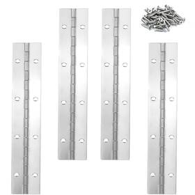 Micarini 759993328010 4 Pack 8 Inch Silver Piano Hinges Heavy Duty Continuous With Screws