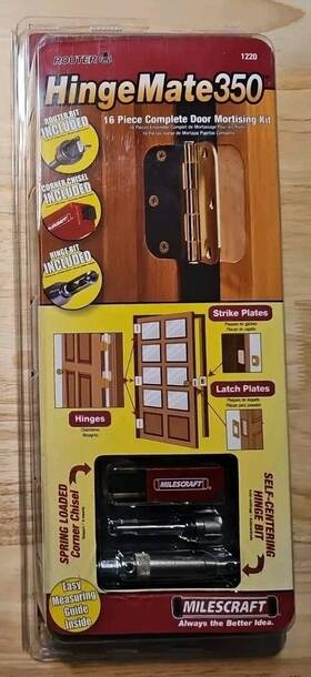 M1220p1rv3 Milescraft Router Hingemate 350 Complete 16 Piece Door Mortising Kit