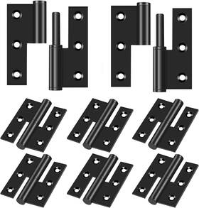 Mozcorn 445042487465 Lift Off Hinge 3in Black Door Hinges 6 Pack Right Stainless Steel Removabl