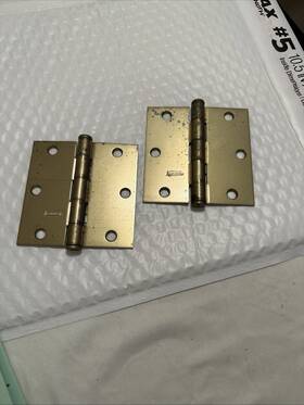 N236-950 National 038613236950 Pair Of Used Vintage Satin Brass 3-1/2 Inch Door Hinges