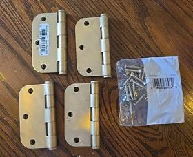 N237-008 National 038613237001 4 3.5 Inch Metal Door Hinge And 18 Screws Satin Brass Finish R 5/8