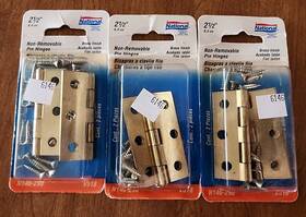 N146-290 National Hardware 038613148697 Lot Of 3 Non-removable Pin Hinges Brass 2-1/2 Inch