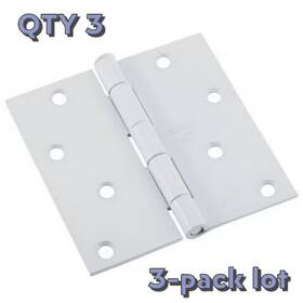 N109-186 National Hardware 886780018318 Nos 3-pack Lot 4 Inch Door Hinge Square Corner White