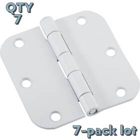 N109-185 National Hardware 7-pack Lot 3-1/2 Inch White Door Hinge 5/8 Radius Corner
