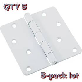 N109-187 National Hardware Nos 5-pack Lot White 4 Inch Door Hinge 1/4 Radius Corner