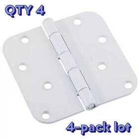 N109-188 National Hardware Nos 4-pack Lot White 4 Inch Door Hinge 5/8 Radius Corner