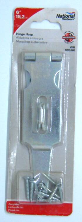 N129-668 National Hardware Steel Hinge Hasp Zinc Plated 6 Inch V288