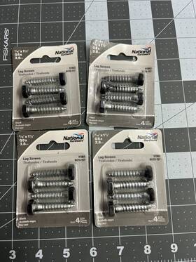 N179-157 National Hardware New 4-pack Lot 4/piece Hex Screw Lag Bolt Black 5/16 Inch X 1-1/2