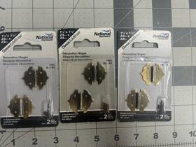 N211-813 National Hardware New 3-pack Lot 2-pc Antique Brass Decorative Hinges