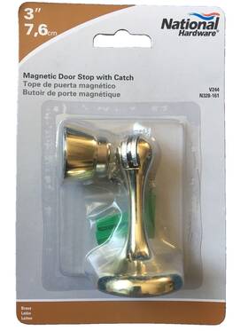 N328-161 National Hardware Magnetic Door Stop Floor/wall Mount In Bright Brass