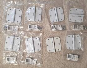 N331-561 National Hardware Lot Of 8 512r5/8 Door Hinges 3 1/2 Inch Prime Coat White