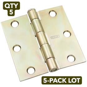 N830-268 National Hardware Nos 5-pack Lot 3 Inch Brass Door Hinge Square Corner