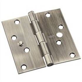 N830-400 National Hardware Security Stud 4 Inch Square Door Hinges Antique Brass 3 Pack