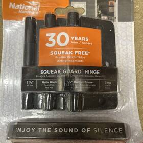 N830-446 National Hardware - 525 3-1/2 Inch 1/4r Squeak Guard Hinge 3/pk Matte Black