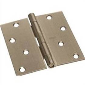S750-354 National Hardware Door Hinges 4 Inch Square Corner Satin Nickel 2 Pack