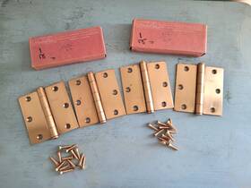 5741 National Lock Co Vintage Nib Medalist Hinges 3-1/2x3-1/2 Dull Bronze Company