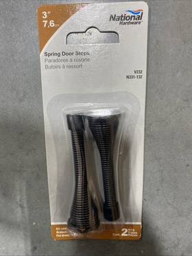 N331-132 National Mfg Sales Co Hardware Steel With Rubber Tip Spring Door Stop 3l Inch 2 Pack