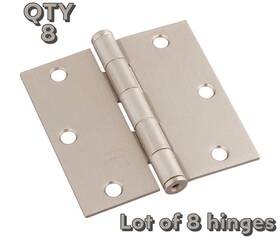 N830-248 National Mfg Sales Co 8-pack Hardware Satin Nickel Door Hinges 3-1/2 Inch Square Corner