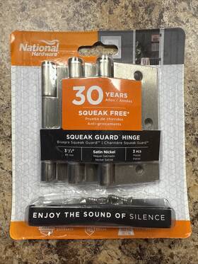 N830-448 National Mfg Sales Co Hardware Square Satin Nickel Steel Door Hinge 3.5 Lx3.5 W Inch