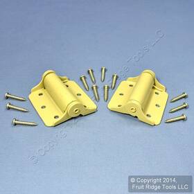 N114-785 National 2 Full-surface Door Bakenamel Brass Finish 3 Inch Spring Tension Hinges