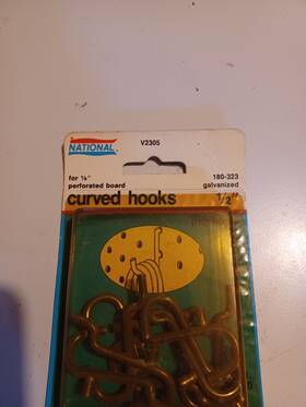 N180-323 National Zinc Plated Curved Pegboard Peg Hooks