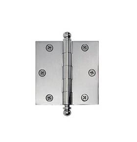 Nostalgic 640697013961 Warehouse 3.5 Inch Ball Tip Heavy Duty Hinge With Square Corners In Bright Chrome