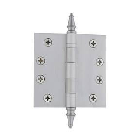 Nostalgic 640697461021 Warehouse 746102 4 Inch Steeple Tip Heavy Duty Square Corners Door Hinge Satin N