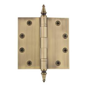 Nostalgic 640697461045 Warehouse 746104 4.5 Inch Steeple Tip Heavy Duty Square Corners Door Hinge Antiq