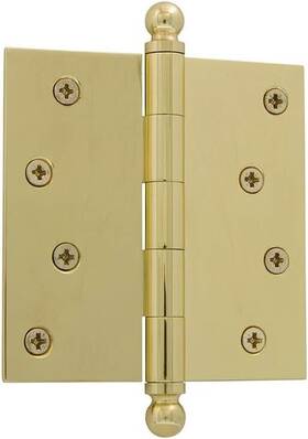 R81q Nostalgic Ball-tip Residential Door Hinge With Square Corners Polished Brass 4x4 Inches