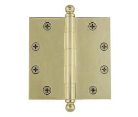 728378 Nostalgic Warehouse Ball-tip Ball Hinge Polished Brass With Square Corners 4-count