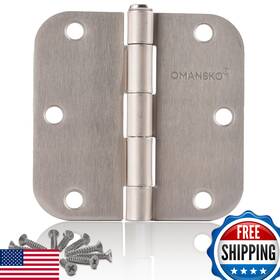 B0c696s53z Omansko 24-pack Satin Nickel 3.5 Inch Door Hinges 5/8 Round Corner Interior Hardware