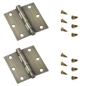 Onward 062703821009 3-1/2 Inch X Antique Brass Full Mortise Butt Hinge 2-pack