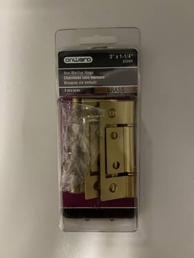 832br Onward 3 Inch Non-mortise Hinges Bifold Door Brass Metal Material Pack