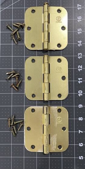 0824 Penrod Residential Hinges Bright Brass - 3 1/2 Inch With 5/8 Radius Set Of Used