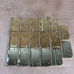 8-ab-9 Penrod 4in-5/8-ab-9 Lot 17 Polished Brass 4 Inch X W 5/8 Radius Round Corner Door Hinges Used