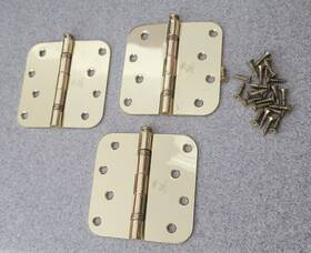 M24615 Penrod Hinges Ball Bearing 4 Inch X -5/8 Radius Bright Brass Us3 - Setof3