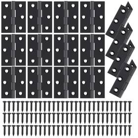 Performore 662921010034 16 Pack Of 1.75 X 1.25 Inch Hinges 6-hole Square Corners Black St